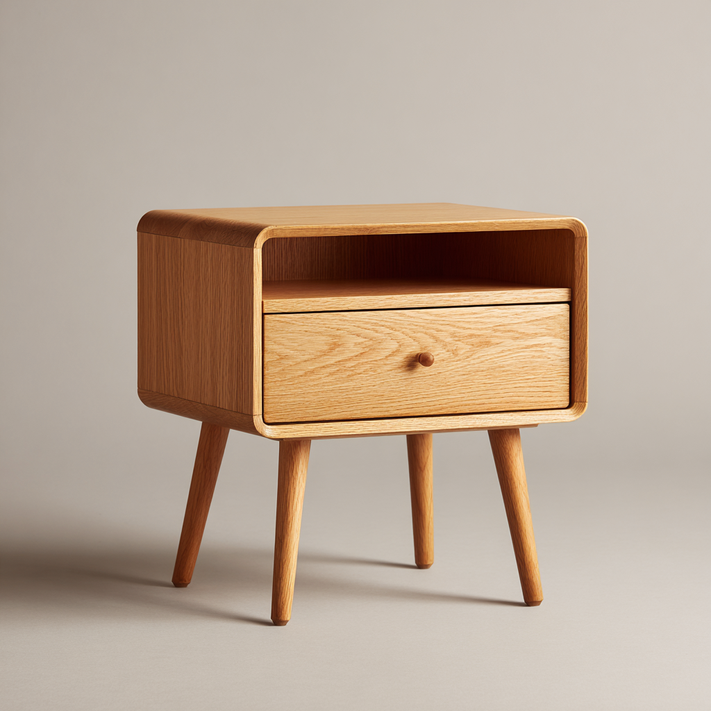 Table de chevet-bois massif-47x38x60 cm-chêne clair-style moderne-Interiorilo