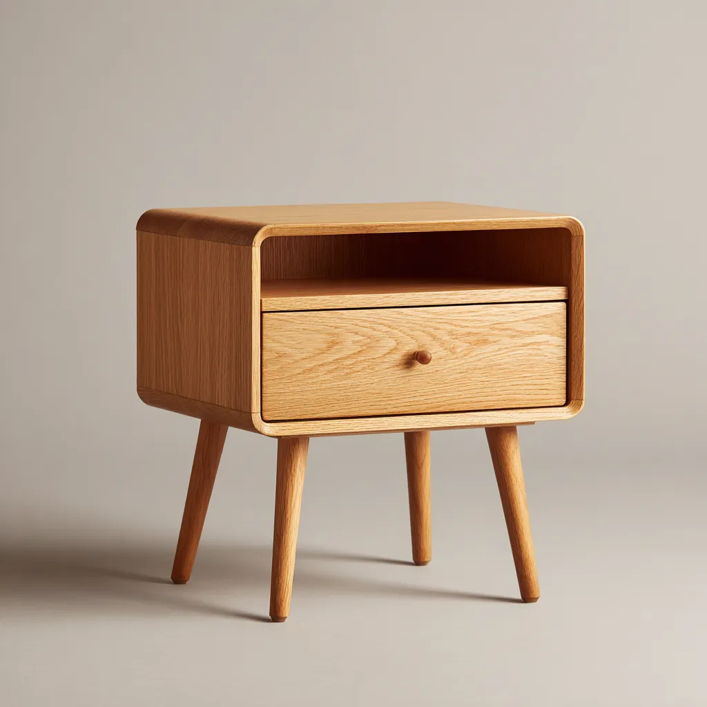 Table de chevet-bois massif-47x38x60 cm-chêne clair-style moderne-Interiorilo