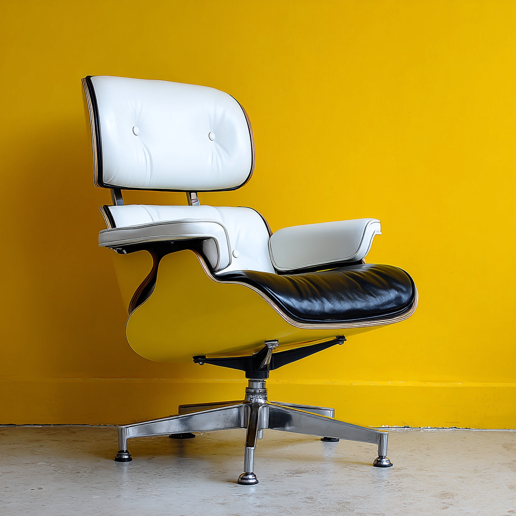 Chaise de bureau - cuir - 65x65x100 cm - blanc-noir - design ergonomique pivotant-Interiorilo