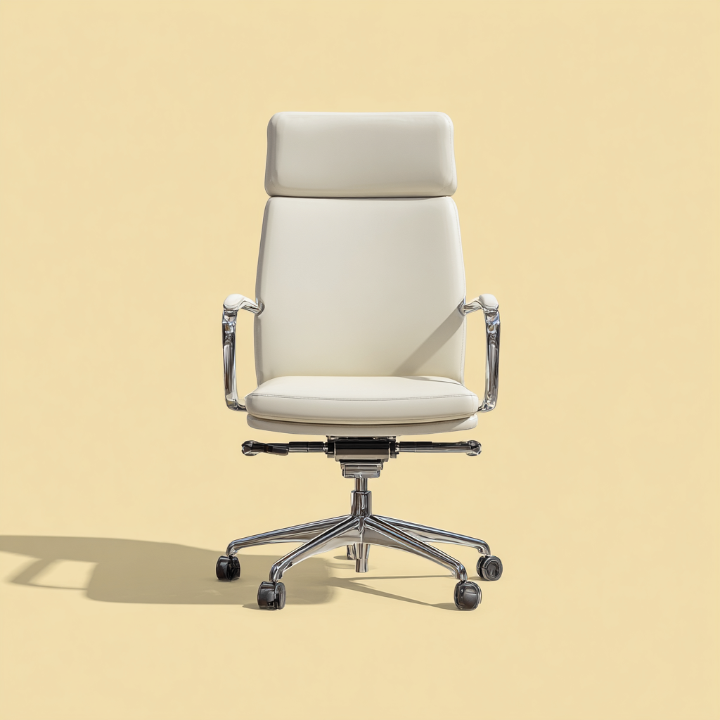 Chaise de bureau - similicuir - 63x63x120 cm - blanc-argent - design ergonomique pivotant-Interiorilo