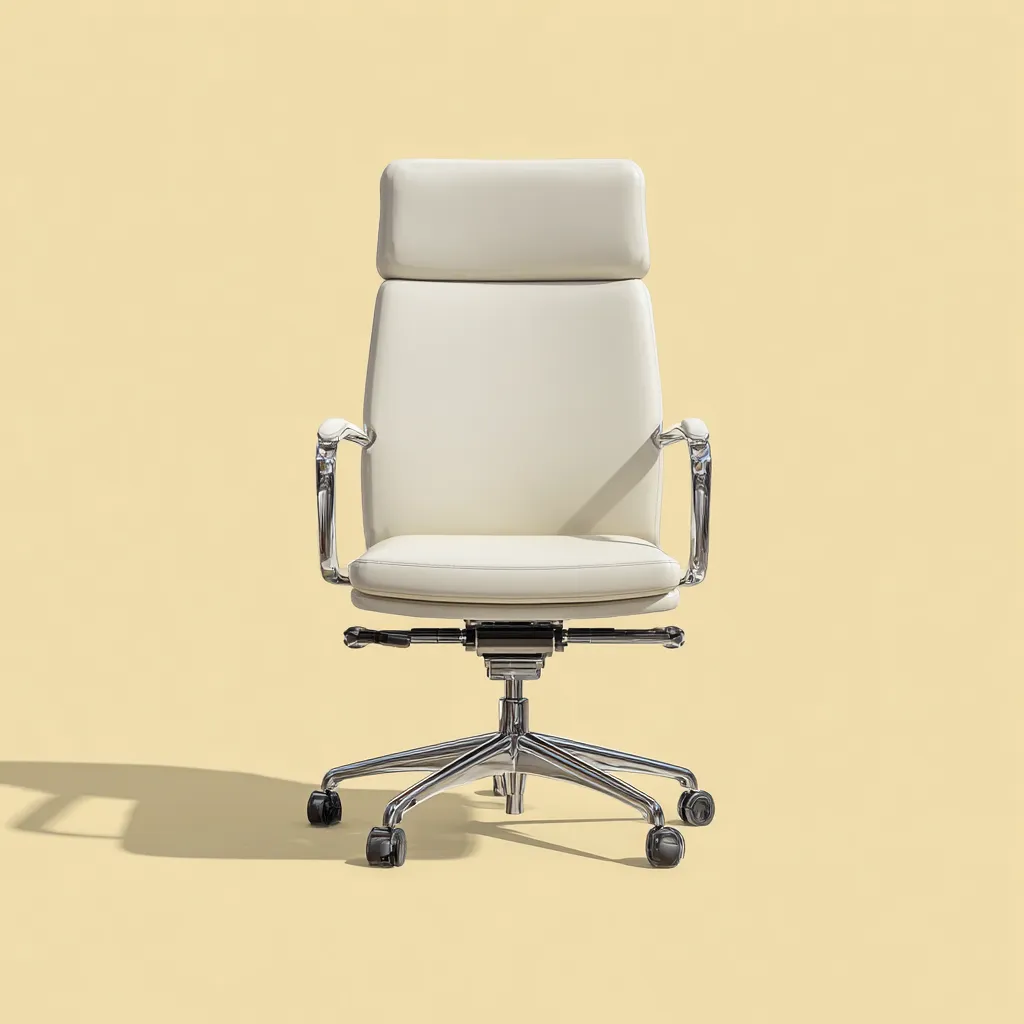 Chaise de bureau - similicuir - 63x63x120 cm - blanc-argent - design ergonomique pivotant-Interiorilo