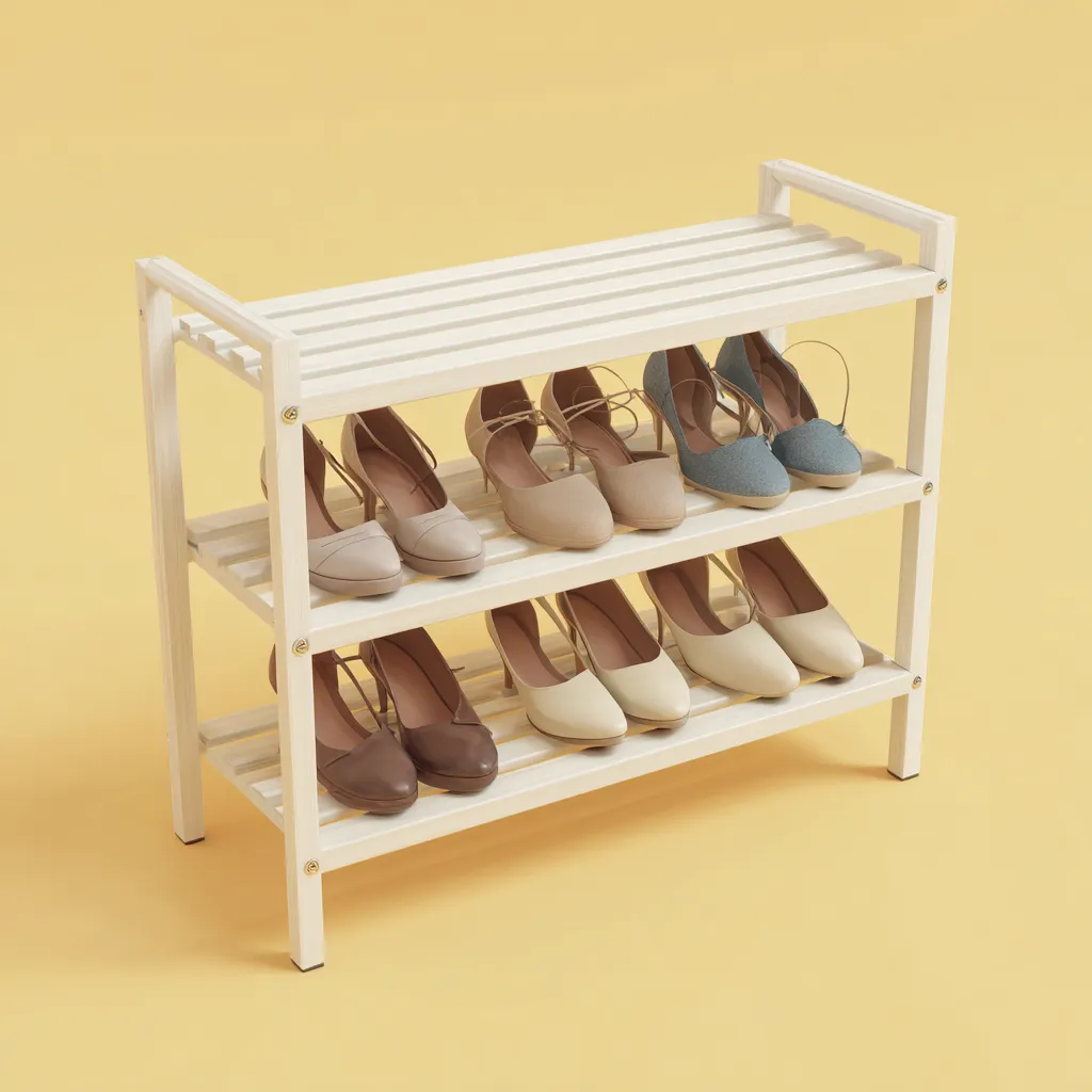 Meuble à chaussures - bois - 70x26x60 cm - naturel - style moderne-Interiorilo