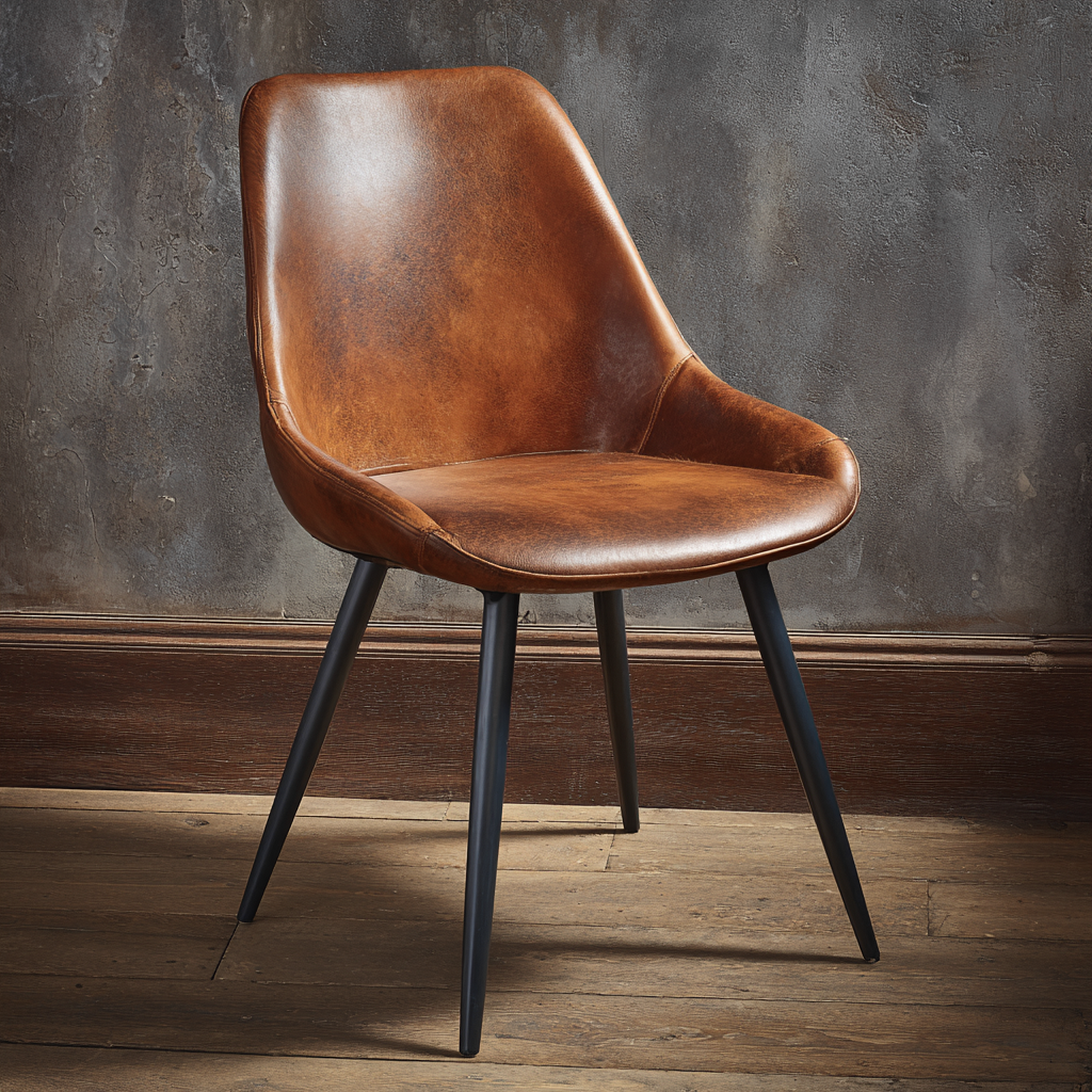 Chaise de salle à manger - cuir - 52x47x84 cm - brun-noir - design moderne-Interiorilo