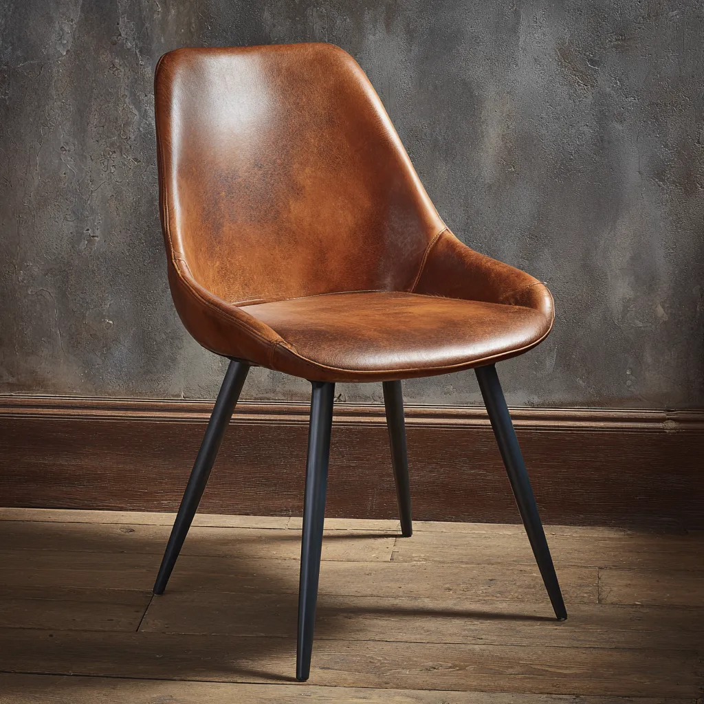 Chaise de salle à manger - cuir - 52x47x84 cm - brun-noir - design moderne-Interiorilo