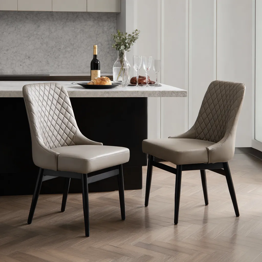 Chaise de salle à manger-similicuir-48x45x90 cm-gris-noir-design moderne-Interiorilo