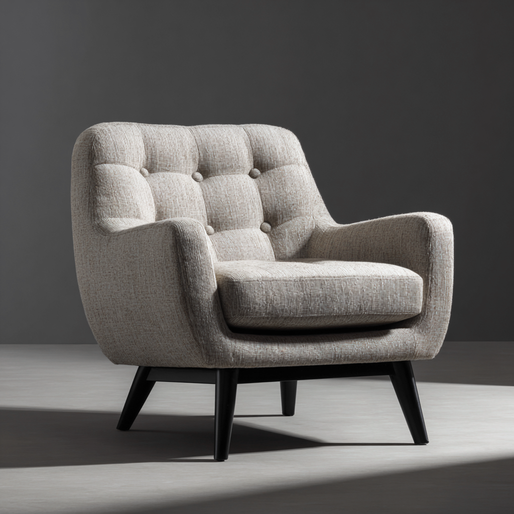Fauteuil - tissu lin - bois - 82x78x88 cm - beige - style contemporain-Interiorilo