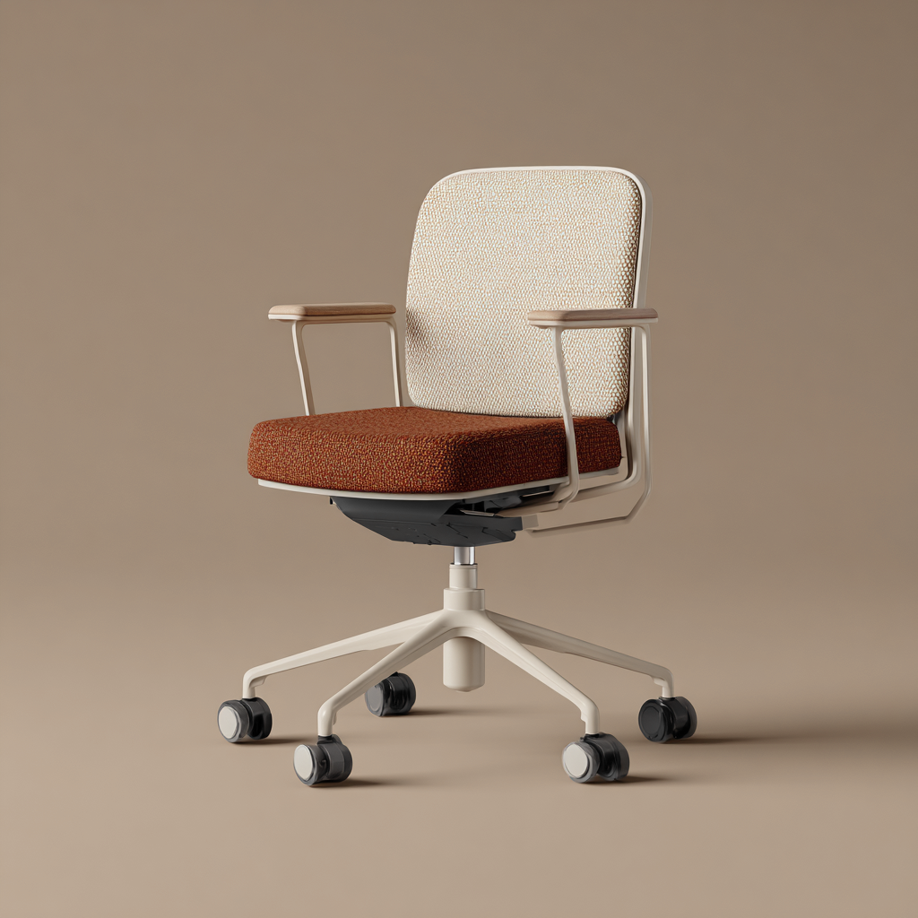 Chaise de bureau-tissu-63x60x89 cm-beige-marron-blanc-design ergonomique-Interiorilo