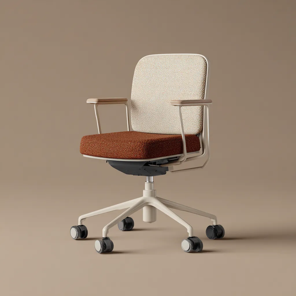 Chaise de bureau-tissu-63x60x89 cm-beige-marron-blanc-design ergonomique-Interiorilo