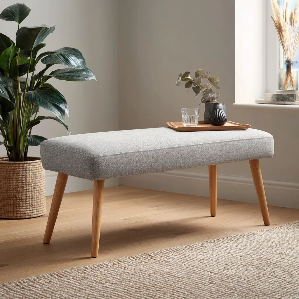 Banc de lit - tissu - 105x38x47 cm - gris - design moderne-Interiorilo