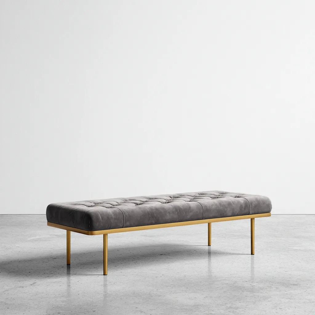 Banc de lit - métal-tissu - 160x48x47 cm - gris - design moderne-Interiorilo