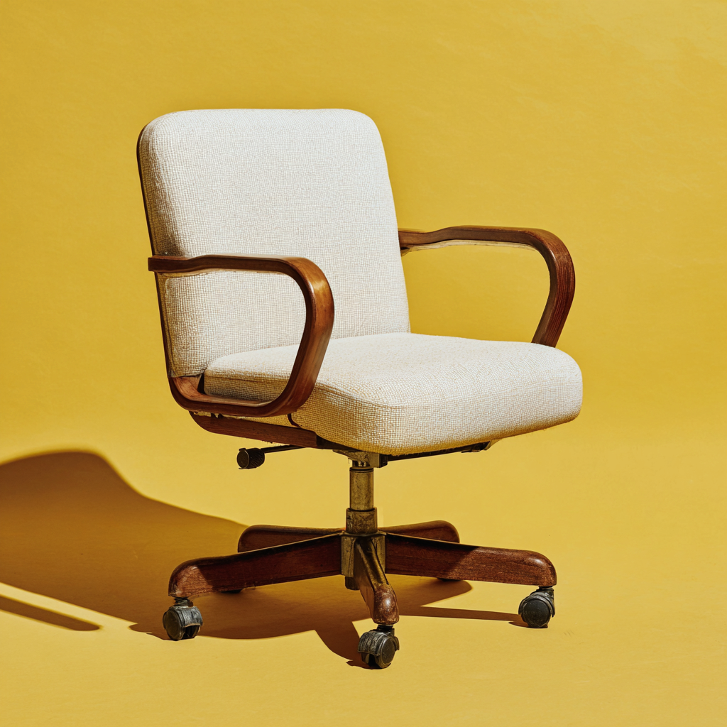 Chaise de bureau-tissu-64x62x90 cm-beige-bois-design ergonomique-Interiorilo