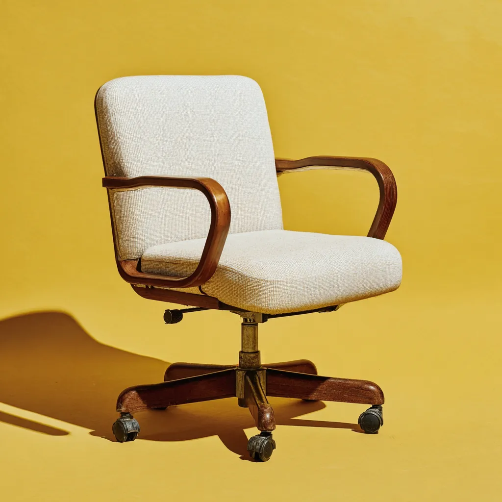Chaise de bureau-tissu-64x62x90 cm-beige-bois-design ergonomique-Interiorilo