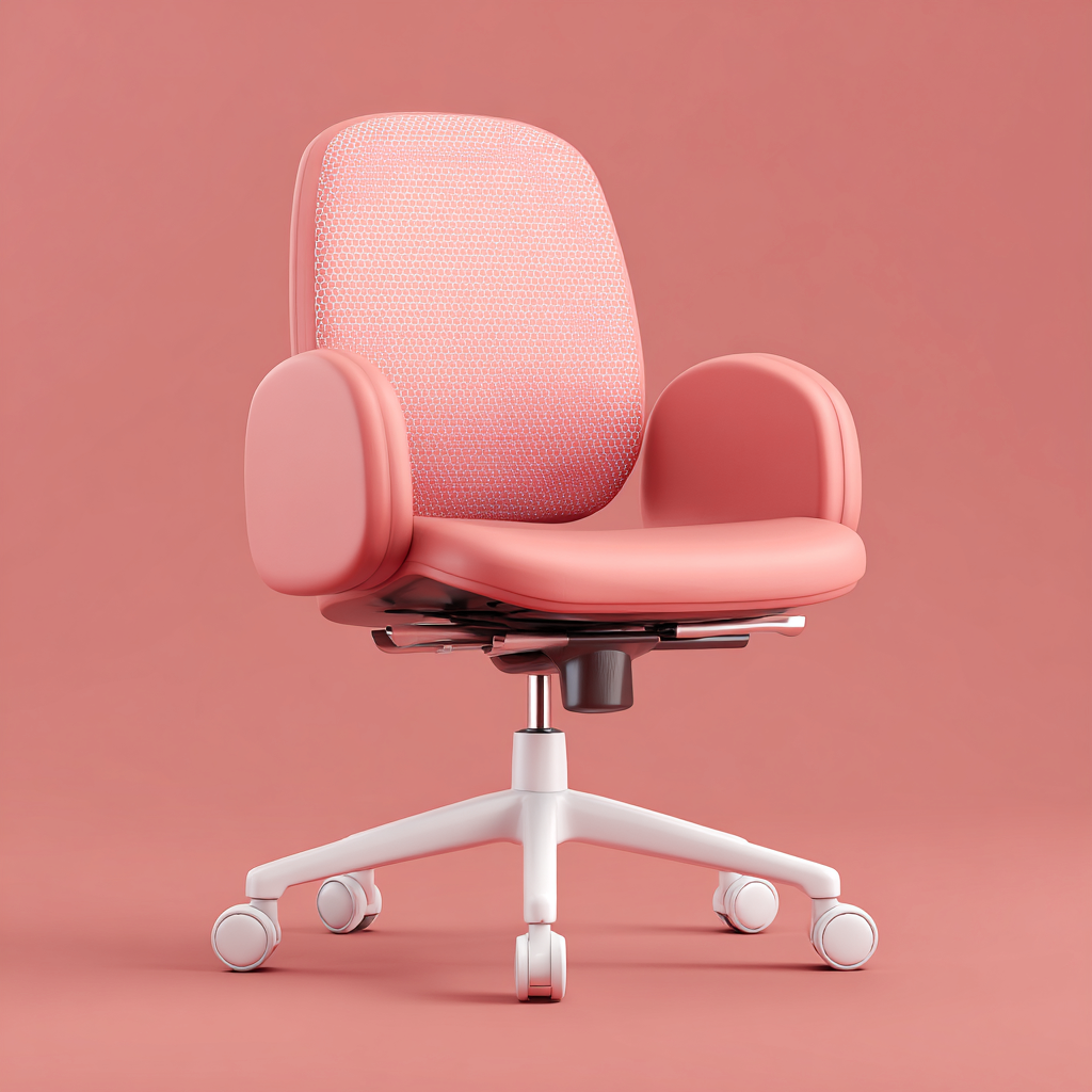 Chaise de bureau - tissu - 59x59x92 cm - rose-blanc - design ergonomique pivotant-Interiorilo