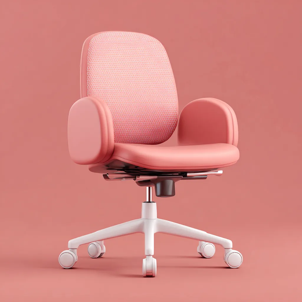 Chaise de bureau - tissu - 59x59x92 cm - rose-blanc - design ergonomique pivotant-Interiorilo