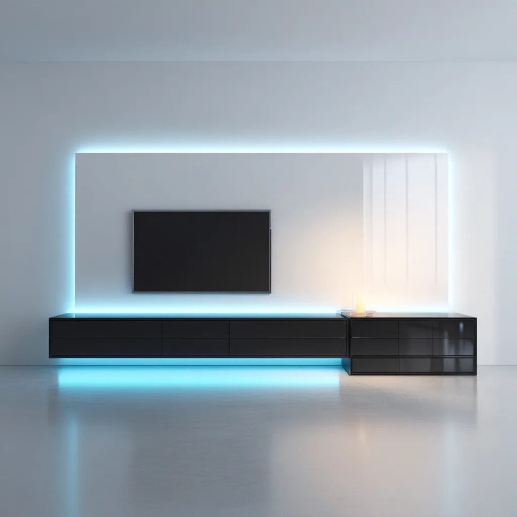 Meuble TV - bois-métal - 240x45x50 cm - noir - design moderne-Interiorilo