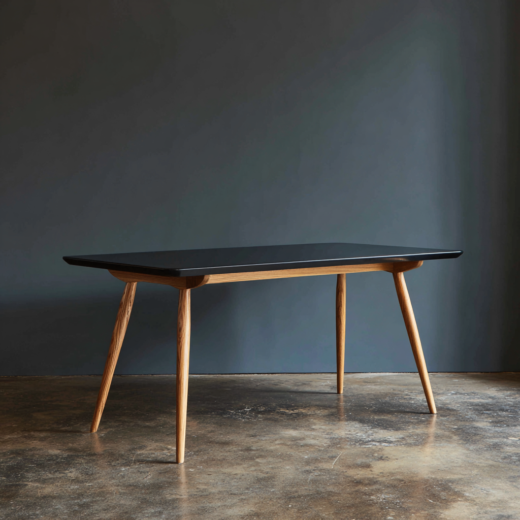 Table à manger - bois massif - 150x75x75 cm - noir-bois naturel - design moderne-Interiorilo