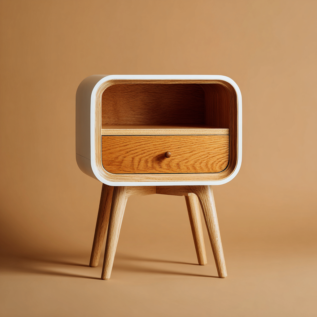 Table de chevet-bois-42x32x57 cm-blanc-chêne-style scandinave-Interiorilo