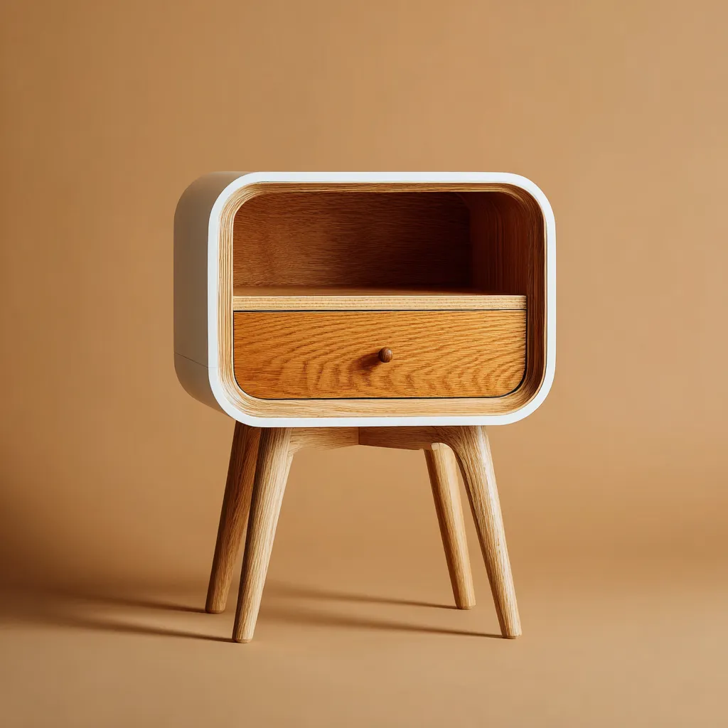 Table de chevet-bois-42x32x57 cm-blanc-chêne-style scandinave-Interiorilo