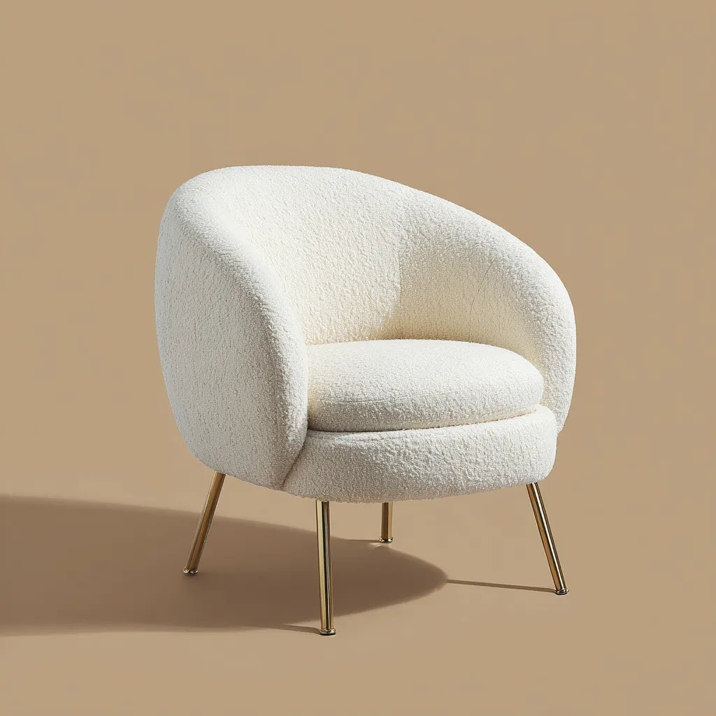 Fauteuil - tissu bouclette - 76x72x79 cm - blanc - style contemporain-Interiorilo