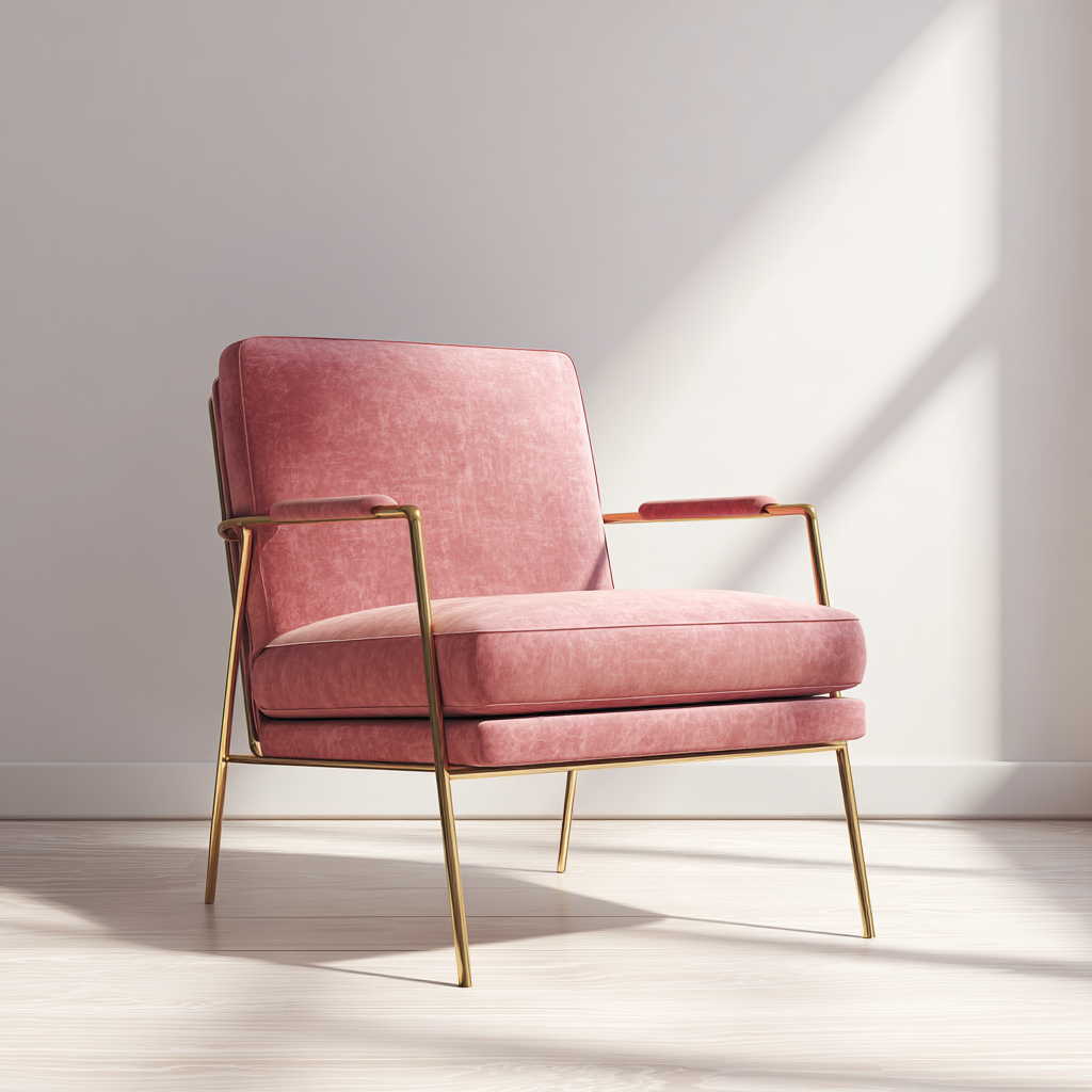 Fauteuil - velours - 78x82x88 cm - rose - design contemporain-Interiorilo