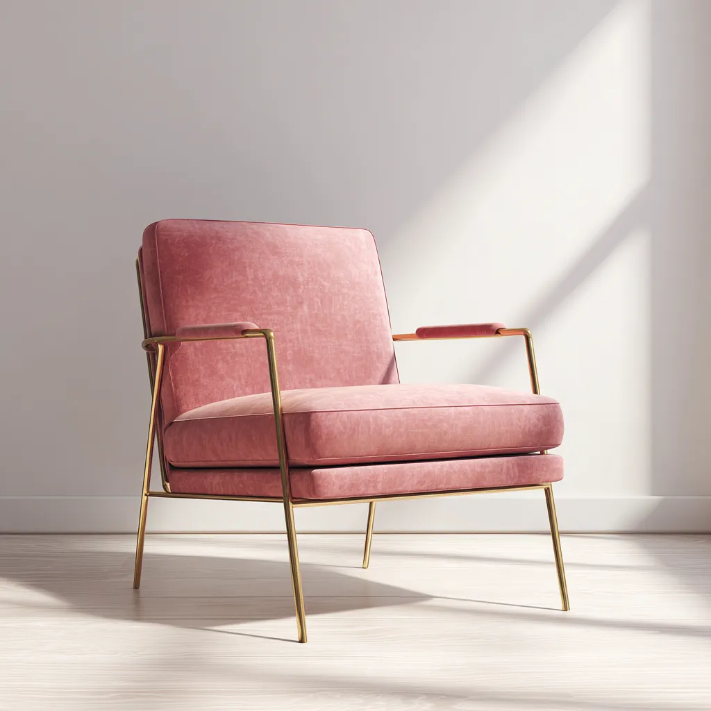 Fauteuil - velours - 78x82x88 cm - rose - design contemporain-Interiorilo