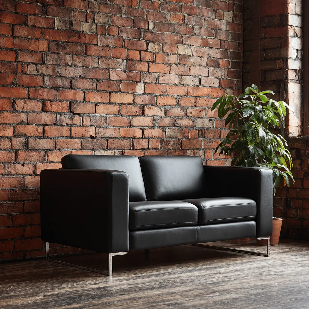 Canapé droit - cuir - 166x84x82 cm - noir - style contemporain-Interiorilo