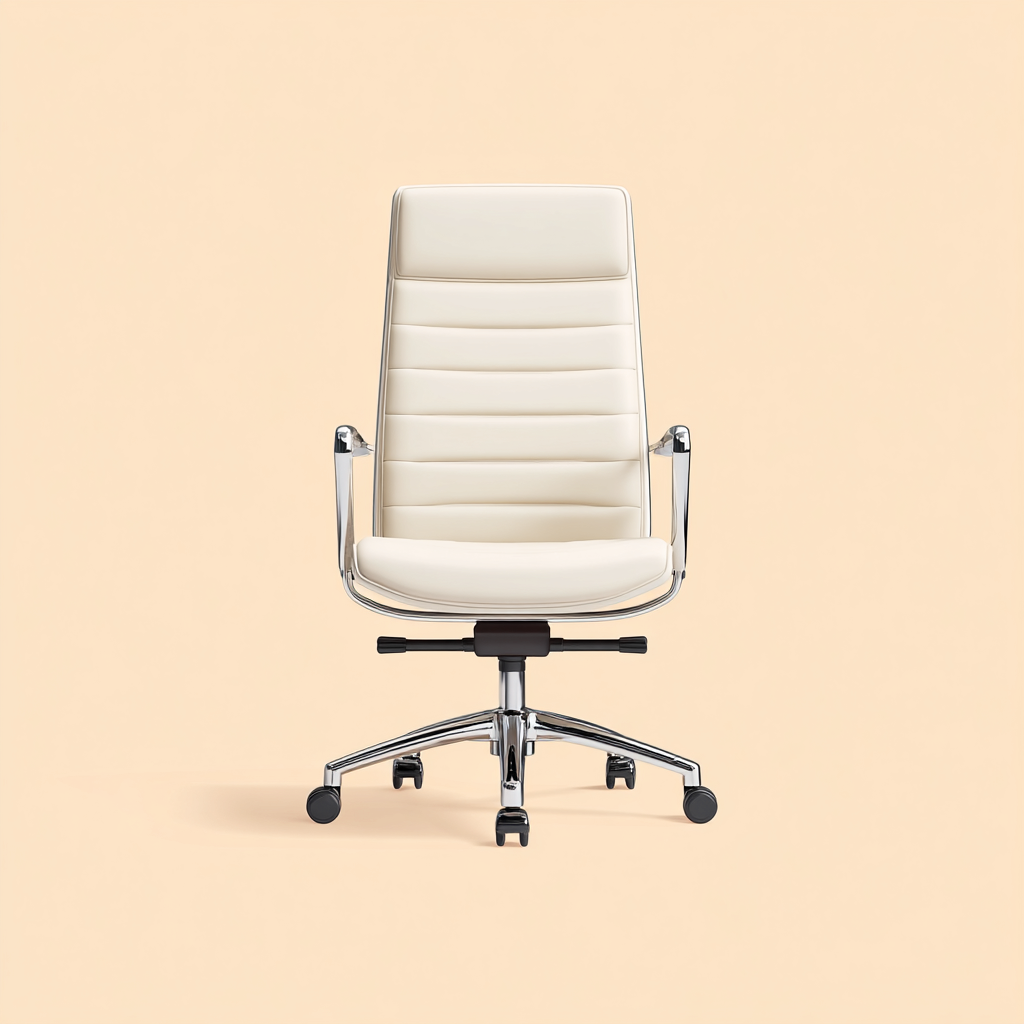 Chaise de bureau - similicuir - 63x63x117 cm - blanc-argent - design ergonomique pivotant-Interiorilo