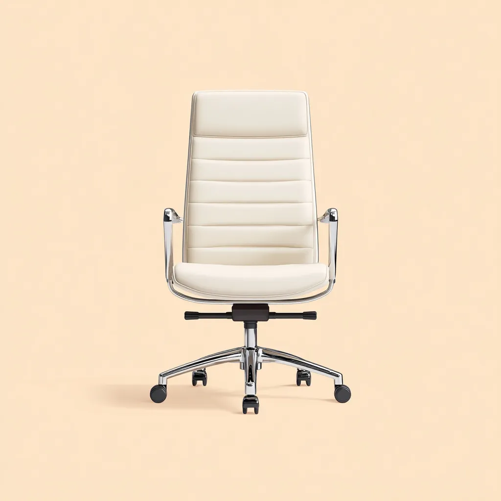 Chaise de bureau - similicuir - 63x63x117 cm - blanc-argent - design ergonomique pivotant-Interiorilo