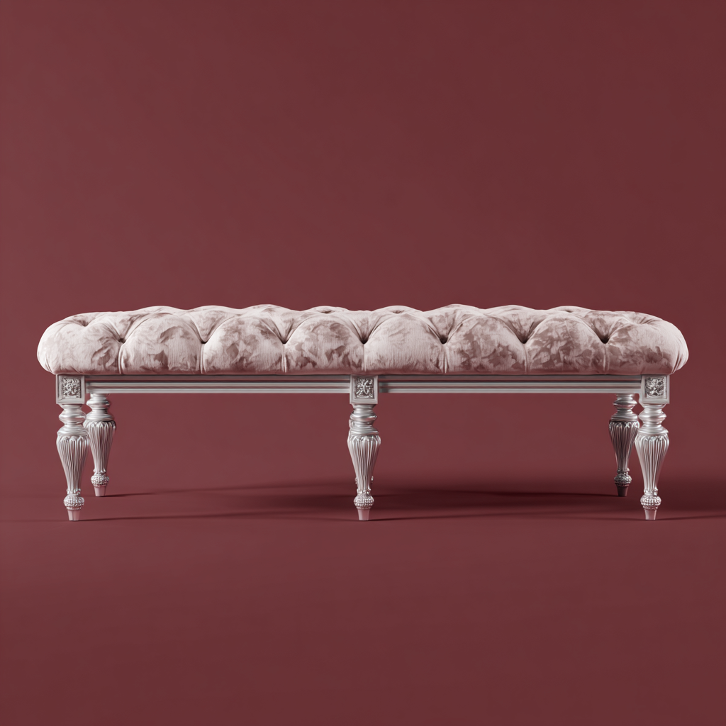 Banc de lit - bois-tissu - 138x45x50 cm - rose - design classique-Interiorilo