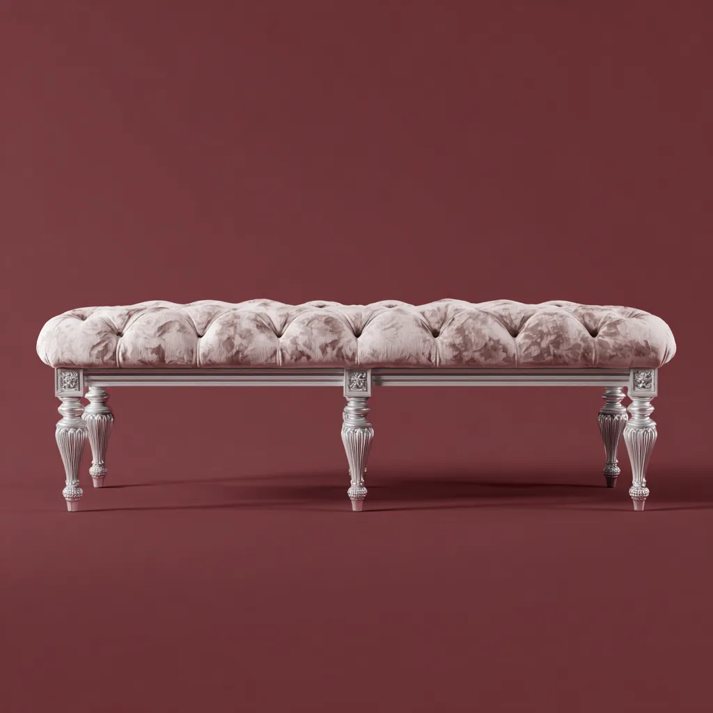 Banc de lit - bois-tissu - 138x45x50 cm - rose - design classique-Interiorilo