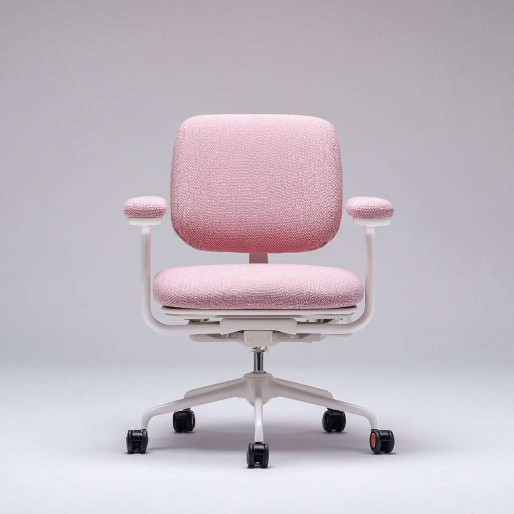 Chaise de bureau-tissu-60x60x90 cm-rose-blanc-design ergonomique-Interiorilo
