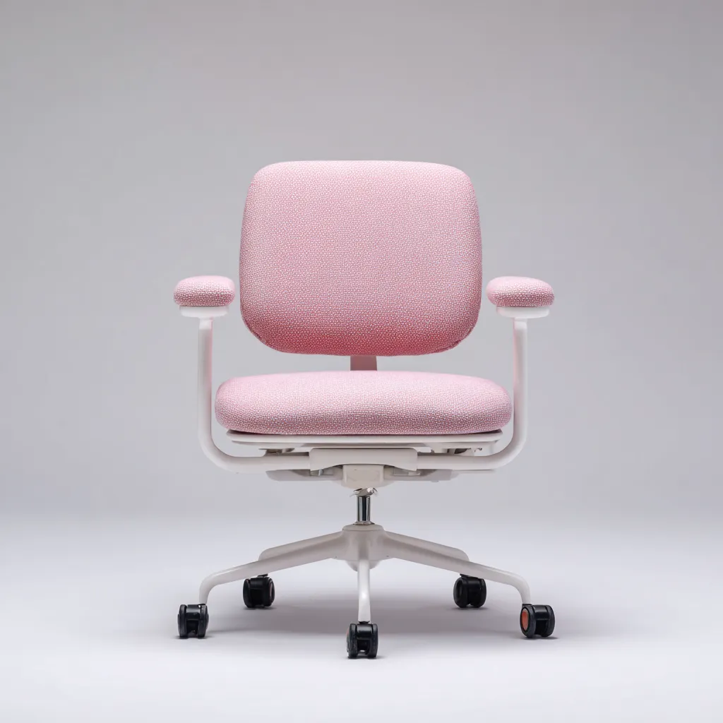 Chaise de bureau-tissu-60x60x90 cm-rose-blanc-design ergonomique-Interiorilo