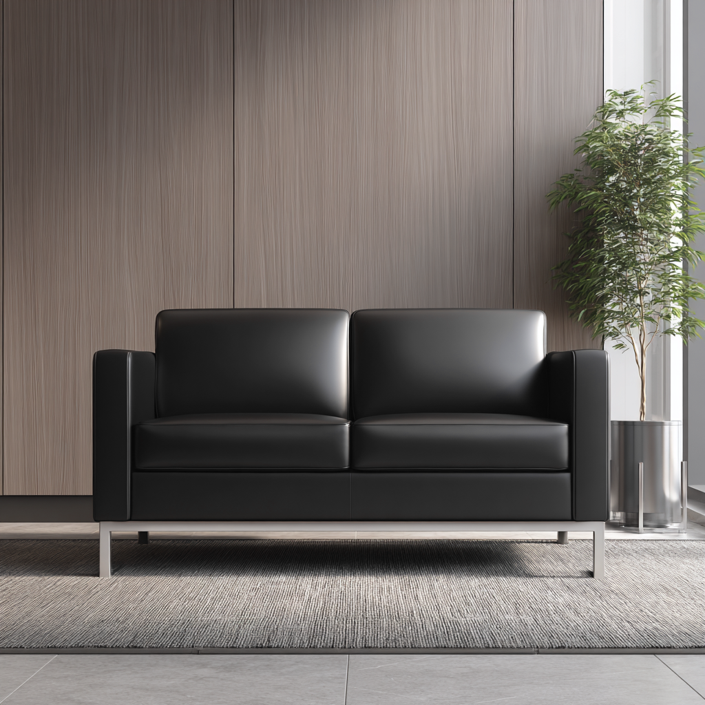 Canapé droit - cuir - 168x82x83 cm - noir - style contemporain-Interiorilo