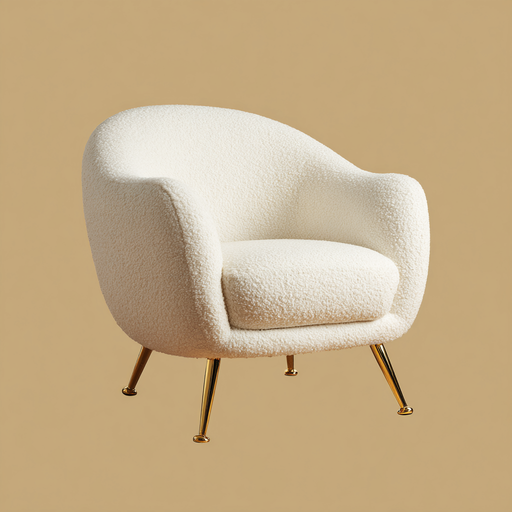 Fauteuil - tissu bouclette - 70x72x78 cm - beige - design contemporain-Interiorilo