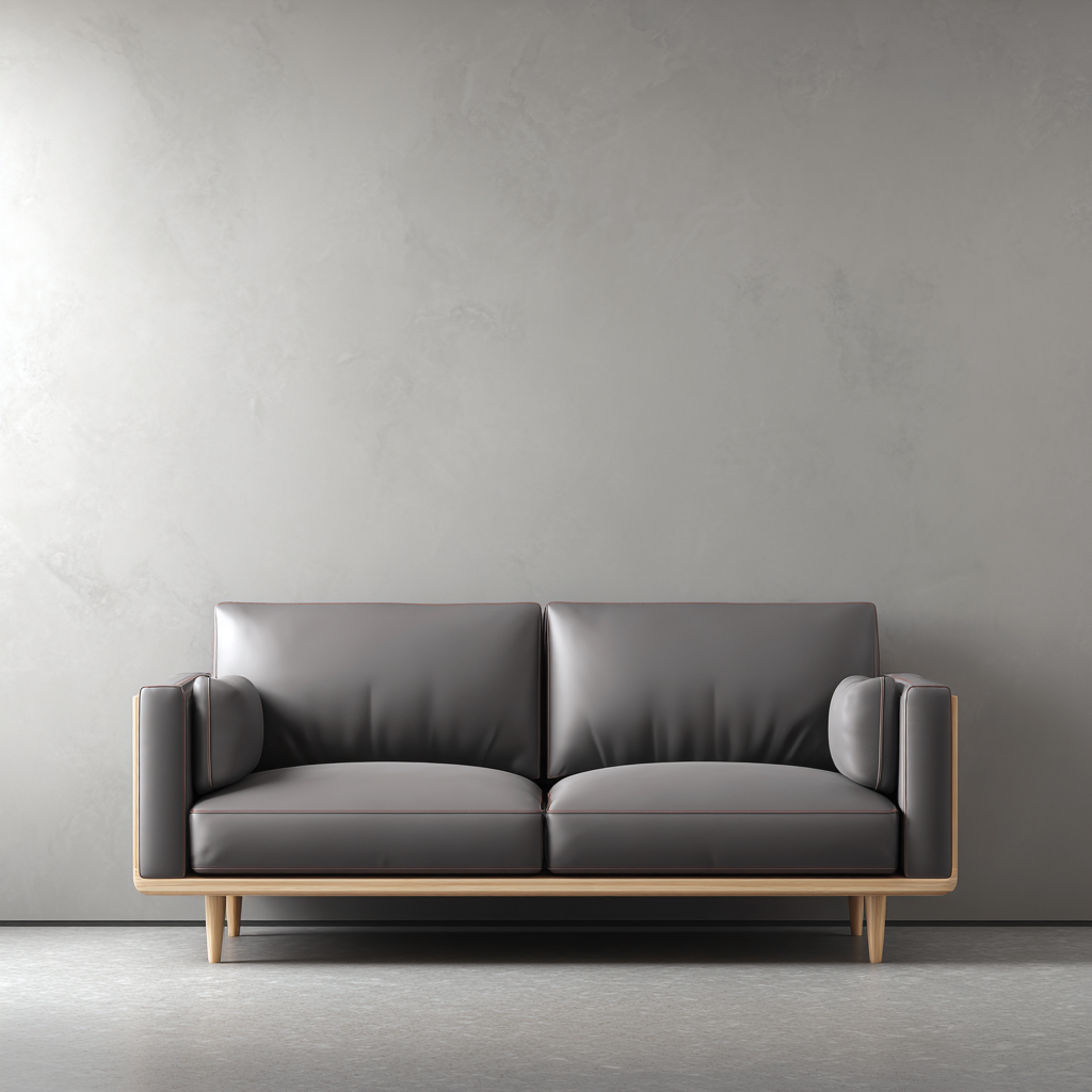 Canapé droit - cuir - 172x86x88 cm - gris - style moderne-Interiorilo