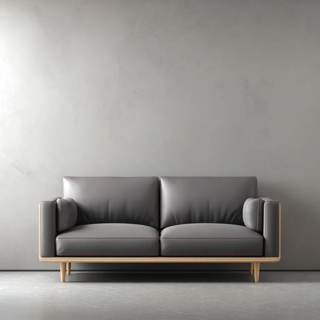 Canapé droit - cuir - 172x86x88 cm - gris - style moderne-Interiorilo