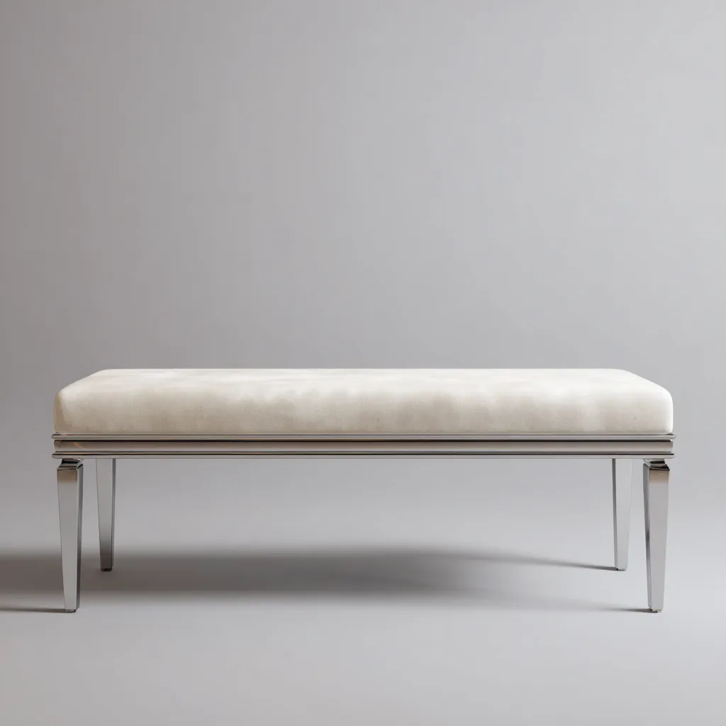 Banc de lit - métal-tissu - 135x44x49 cm - blanc - design moderne-Interiorilo