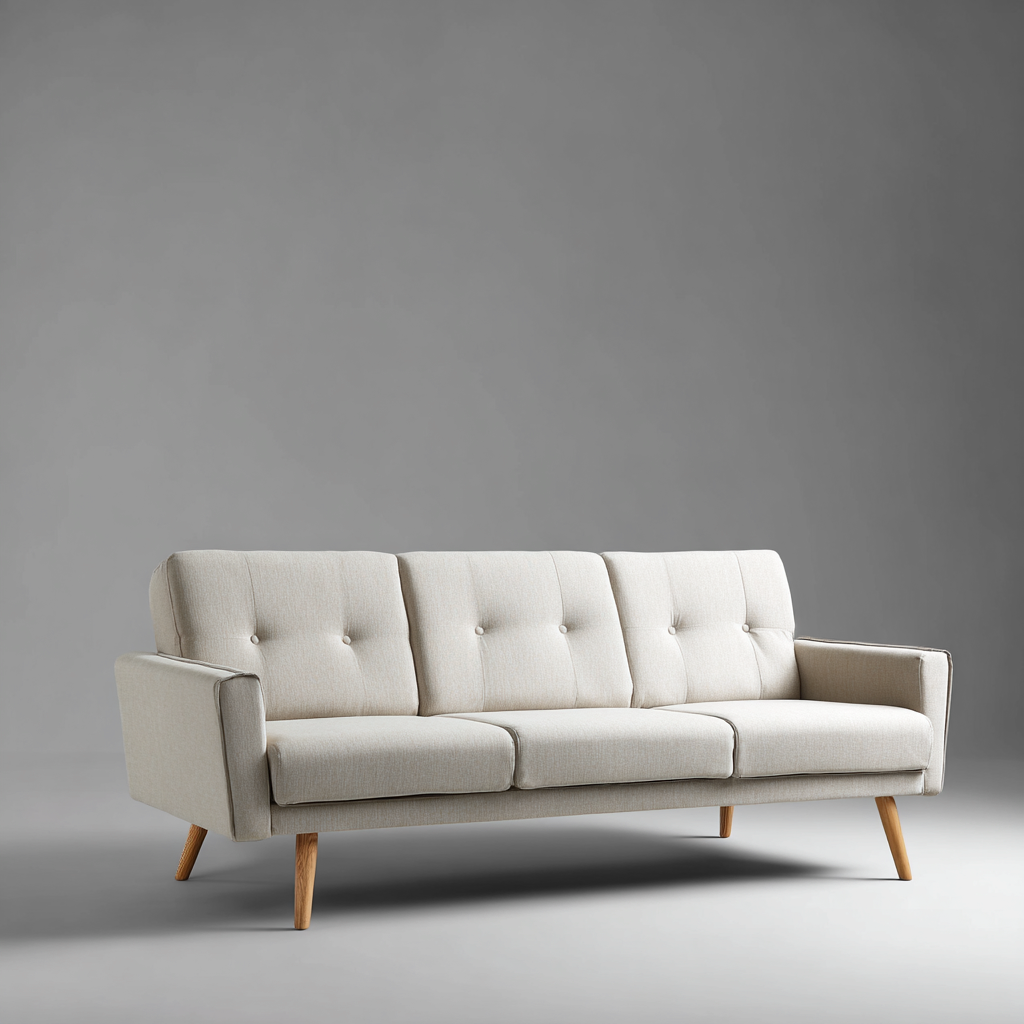 Canapé droit - tissu - 200x88x87 cm - beige - style scandinave contemporain-Interiorilo