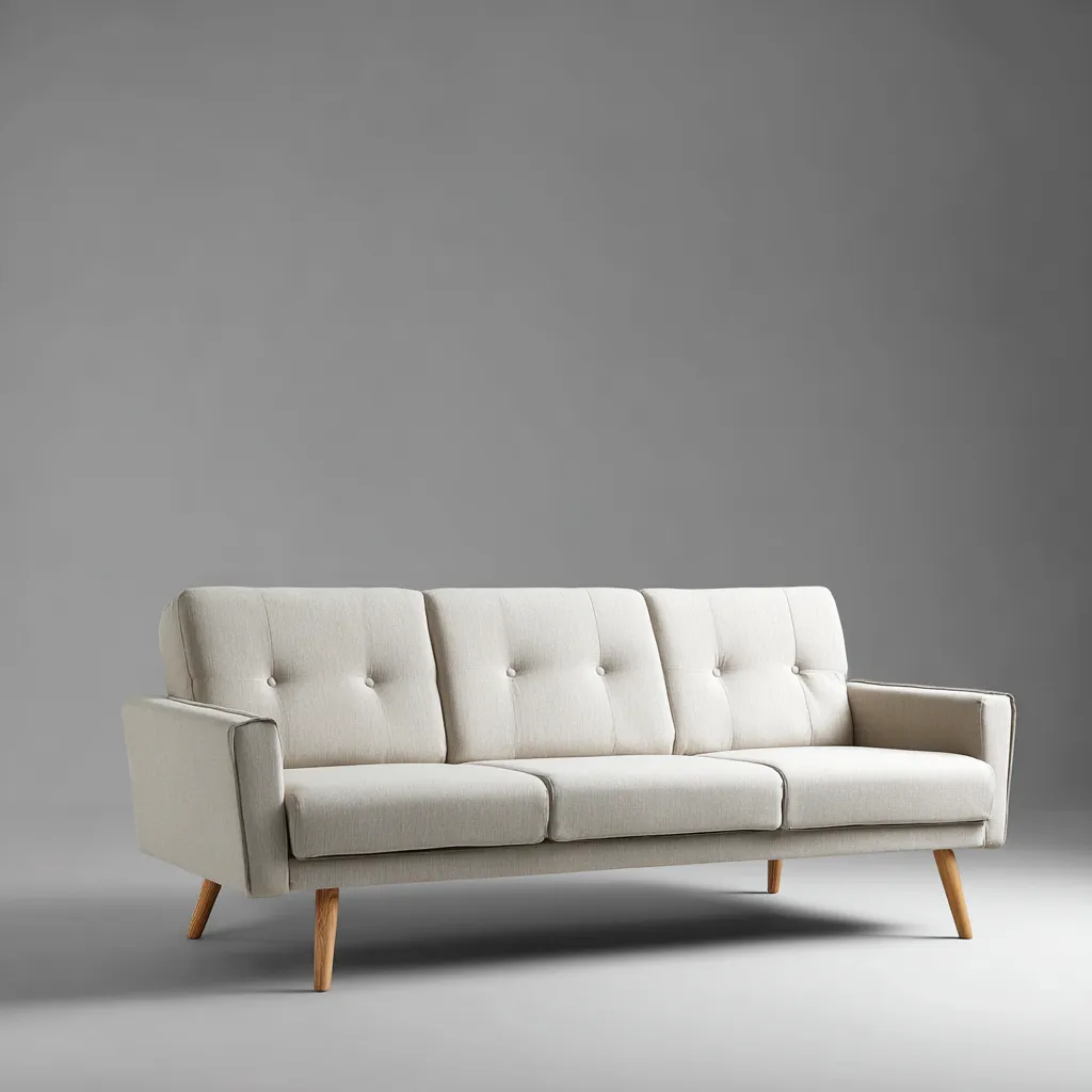 Canapé droit - tissu - 200x88x87 cm - beige - style scandinave contemporain-Interiorilo