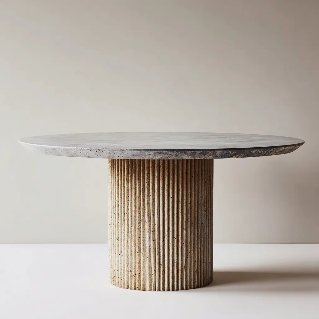 Table à manger - pierre - 120x120x75 cm - gris - style contemporain-Interiorilo