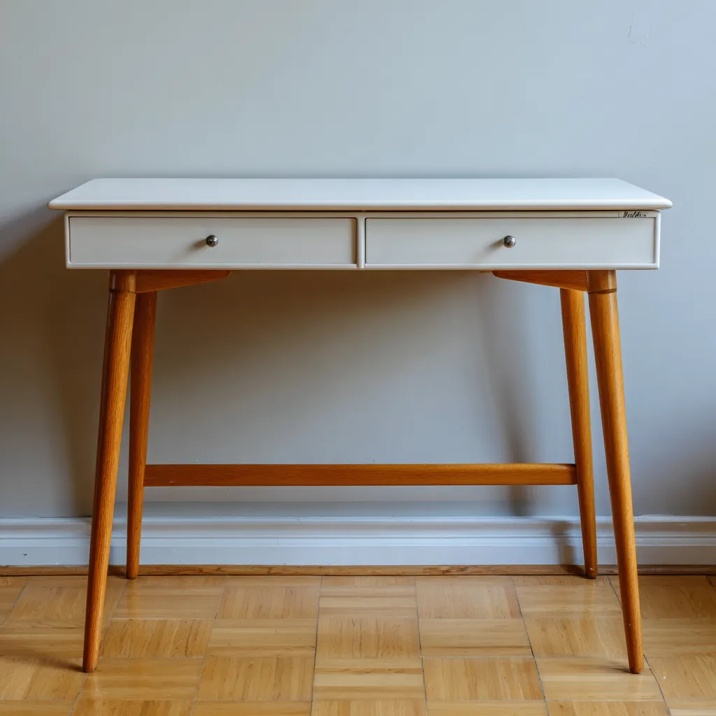 Bureau - bois-plastique - 110x45x75 cm - blanc-chêne clair - style moderne-Interiorilo