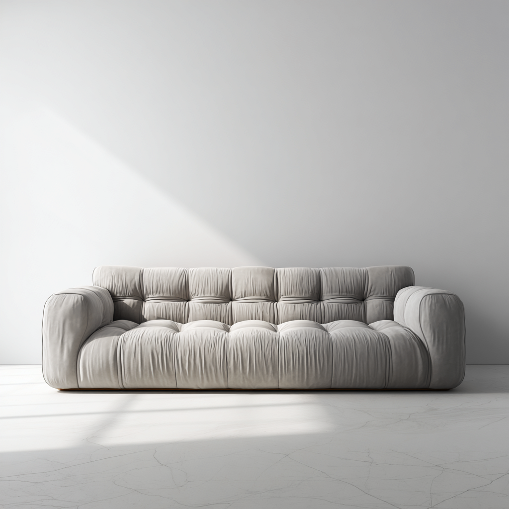 Canapé droit - tissu - 218x102x82 cm - gris clair - style contemporain-Interiorilo