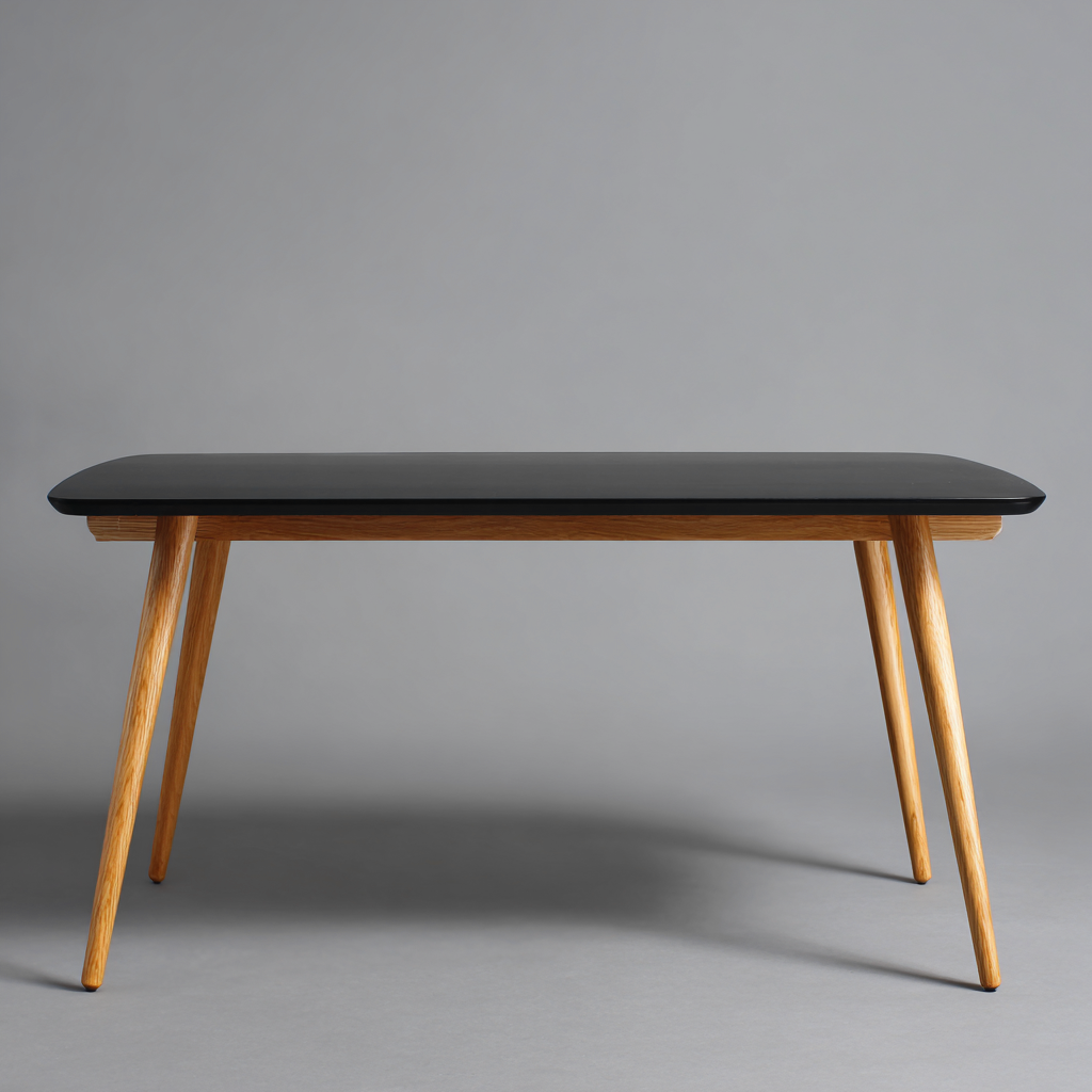 Table à manger - bois massif - 160x80x75 cm - noir-bois naturel - design moderne-Interiorilo