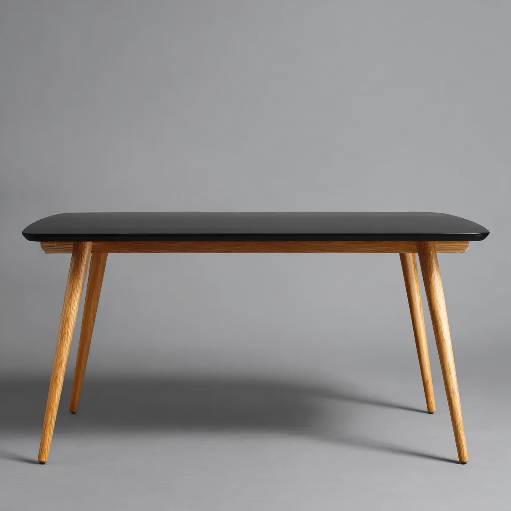 Table à manger - bois massif - 160x80x75 cm - noir-bois naturel - design moderne-Interiorilo