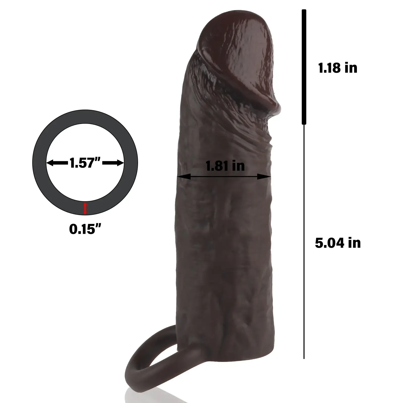 Corona 6.2 x 1.8 Brown-Black Realistic Penis Lengthening Sleeve
