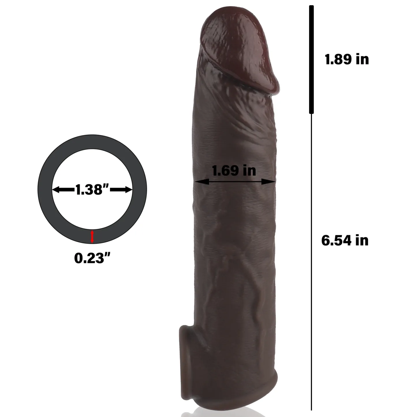 Kimi 8.4 x 1.7in Dark Brown Soft Penis Lengthening Sleeve