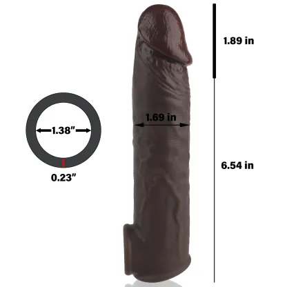 Kimi 8.4 x 1.7in Dark Brown Soft Penis Lengthening Sleeve
