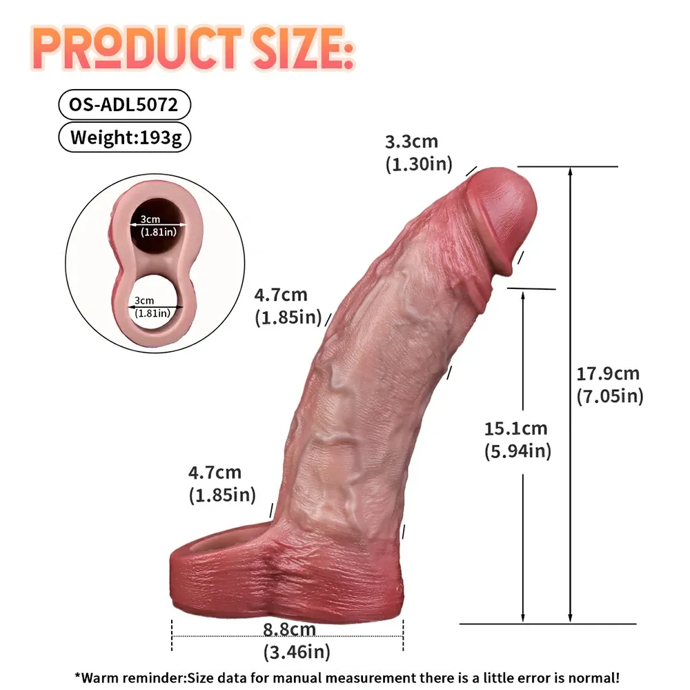 William 7.1 x 1.9in Realistic Silicone Dildo Penis Lengthening Sleeve