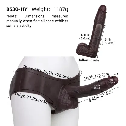 Byron 10 x 2 inch Realistic Black Giant Wearable Penis Lengthener