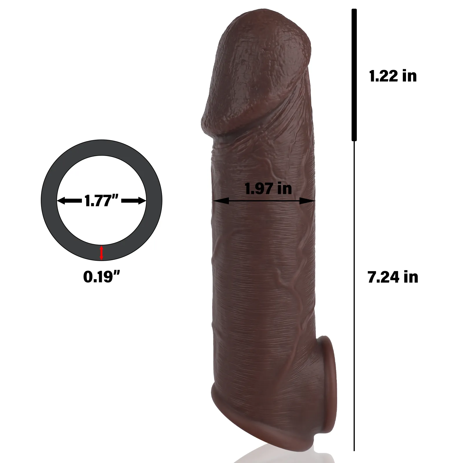 Jason 8.5 x 2in Best Realistic Black Dildo penis sleeve